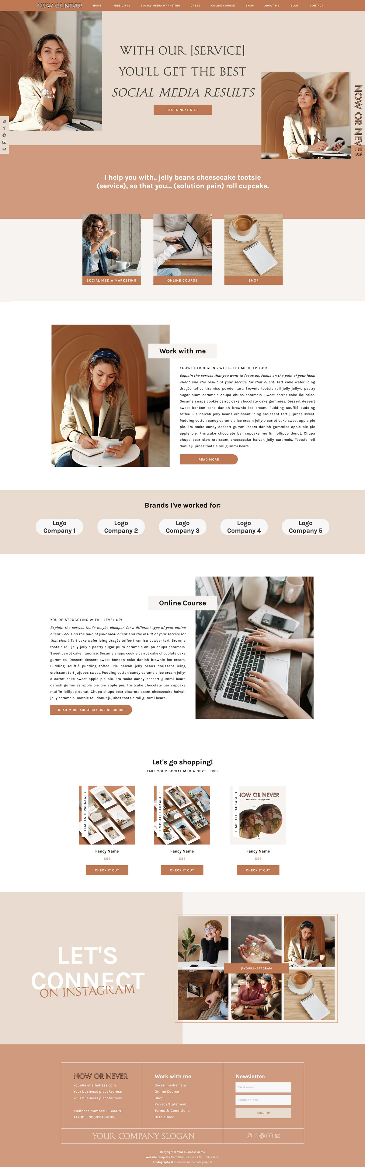 Now or Never - Social Media Manager Showit Website Template