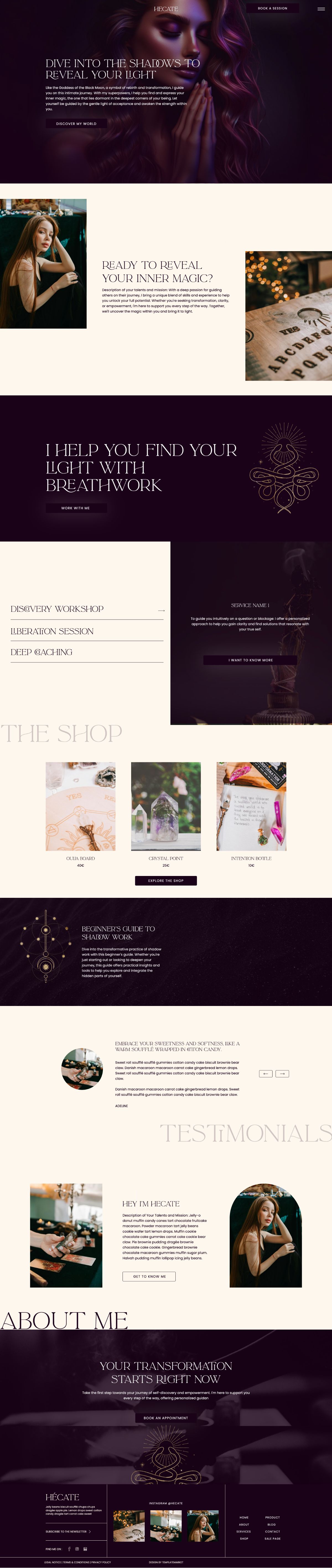 Hecate esoteric showit website template