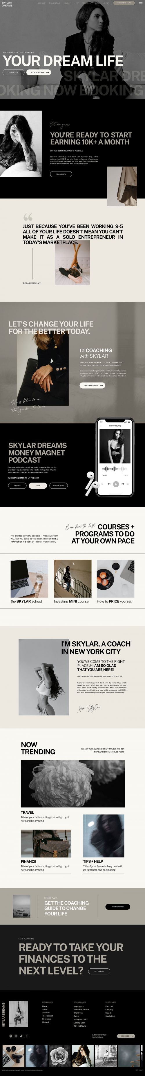 Skylar Dreams Showit Creative Website Template