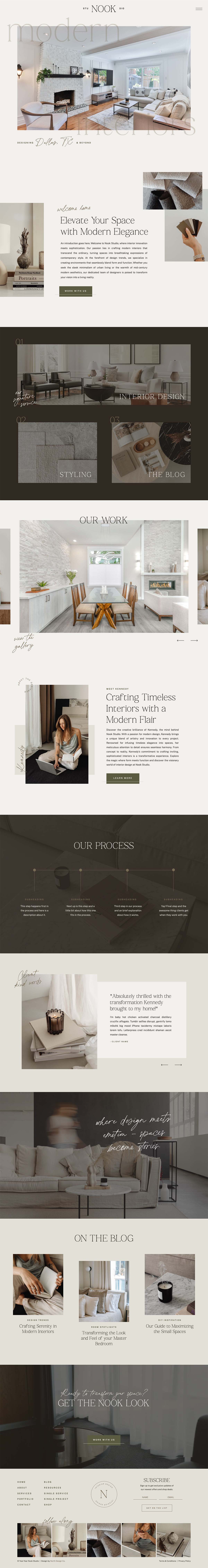 Nook template homepage for interior designers