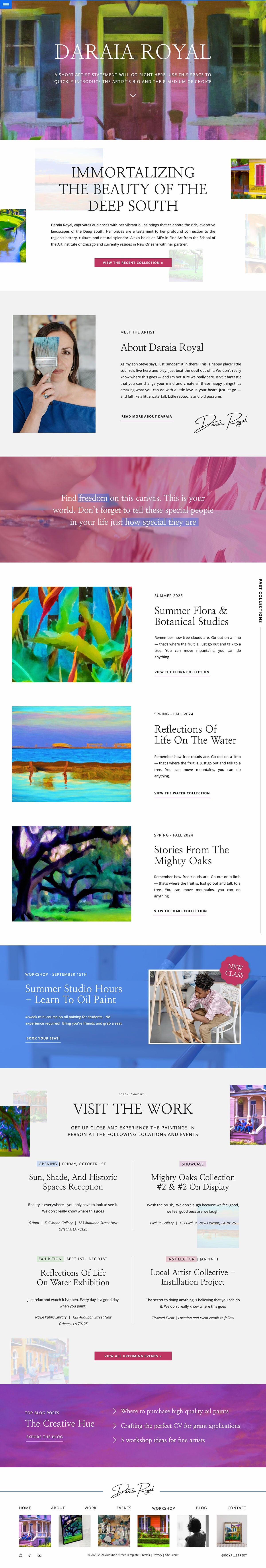 Royal St. Customizable Website Template for Fine Artists