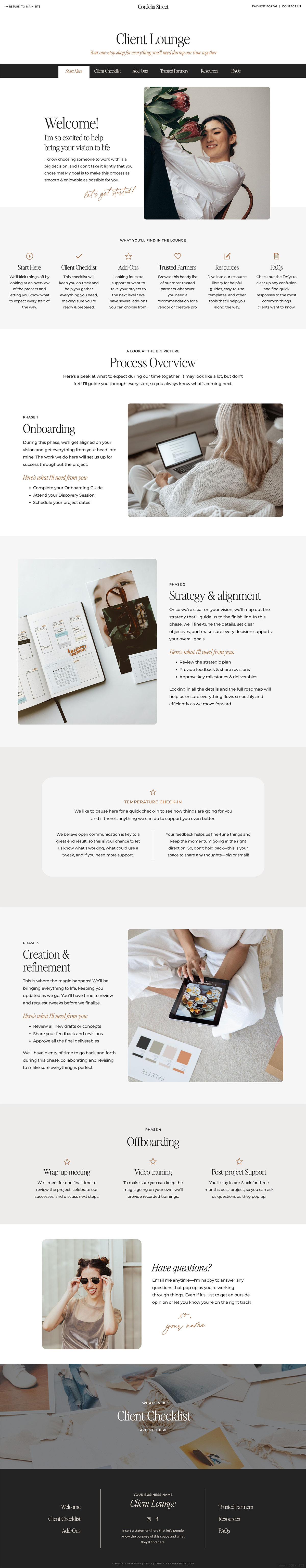 Client Lounge for Service Providers - Showit Website Template