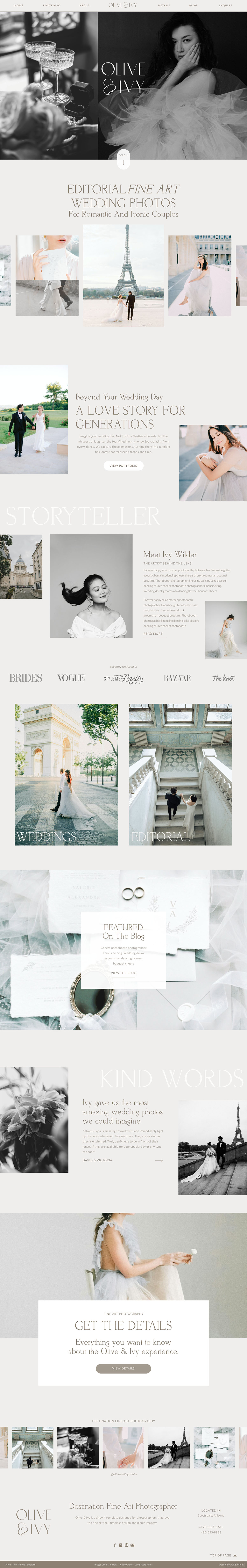 Showit website template for photographers