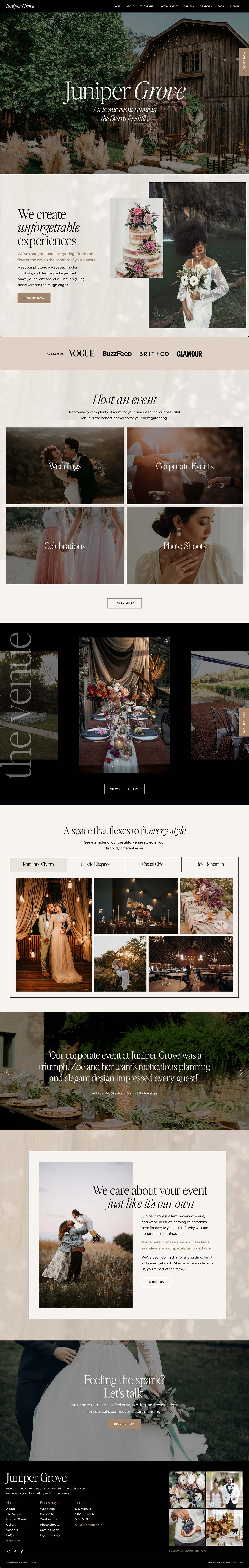 Juniper Grove - Website Template for Event Venues