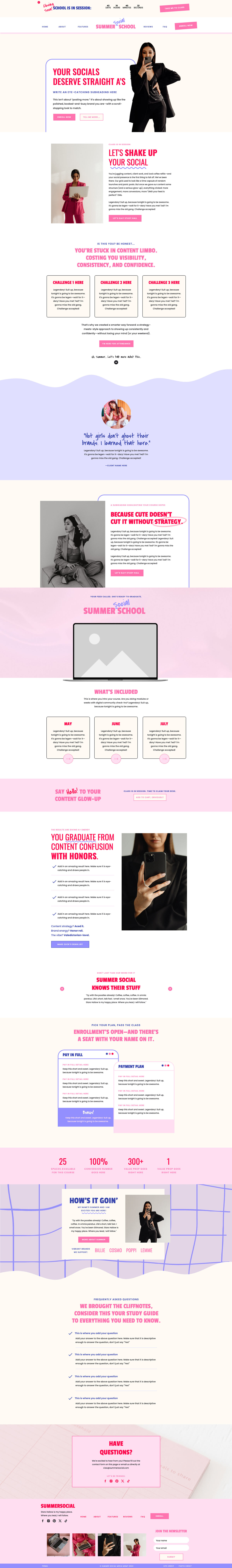 Summer Social Sales Page