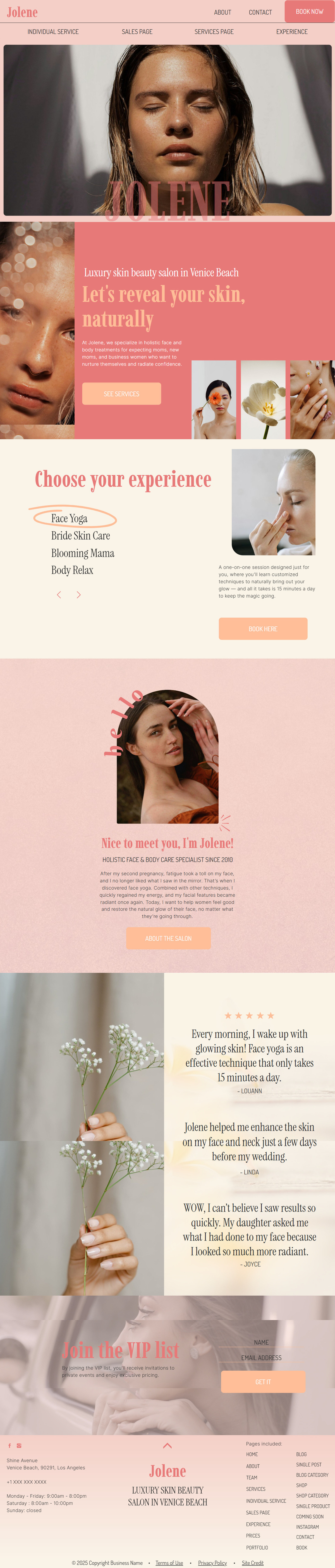 Template Jolene for beauty professionals, skincare brands