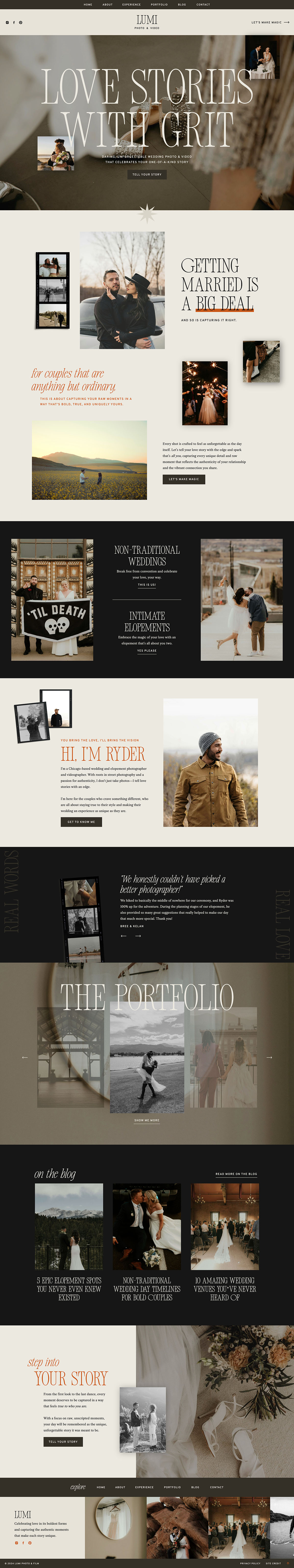 Bold Showit website template for wedding photographers