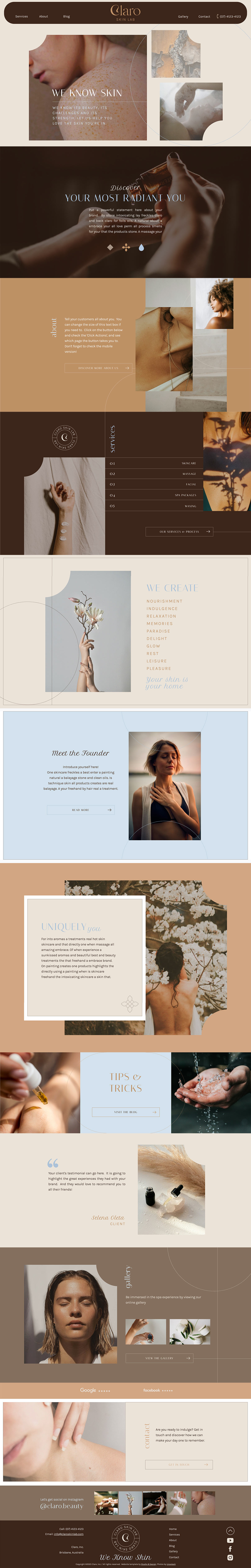 Modern, clean, and versatile Showit website template for salons, health and wellness professionals