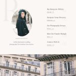 A website landing page template for social media links, featuring elegant fonts, Parisian stock photography, and a section promoting a an email list opt-in section.