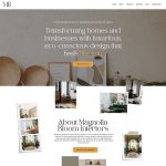 Homepage of the website template for Interior Designs Magnolia Interiors. Template created by Dainty Creative Co.