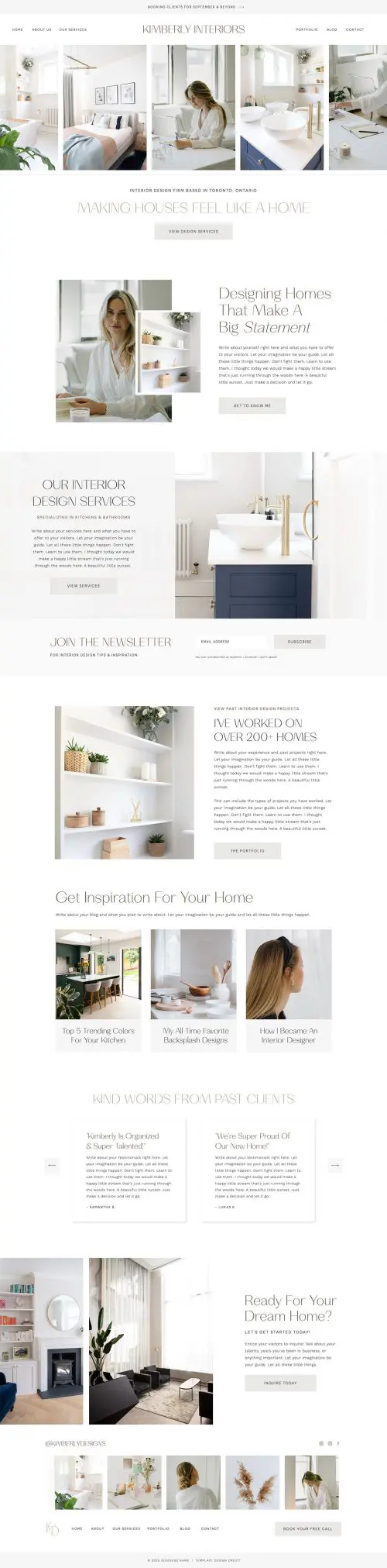 Kimberly Interiors - Showit Creative Website Template