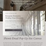 A website template for email marketing, featuring elegant fonts, and a beautiful, compelling email signup pop-up form.