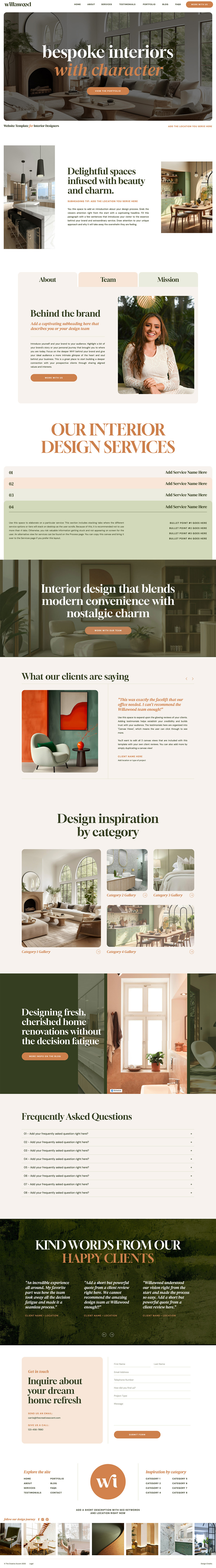 mini portfolio website for interior designers and creatives