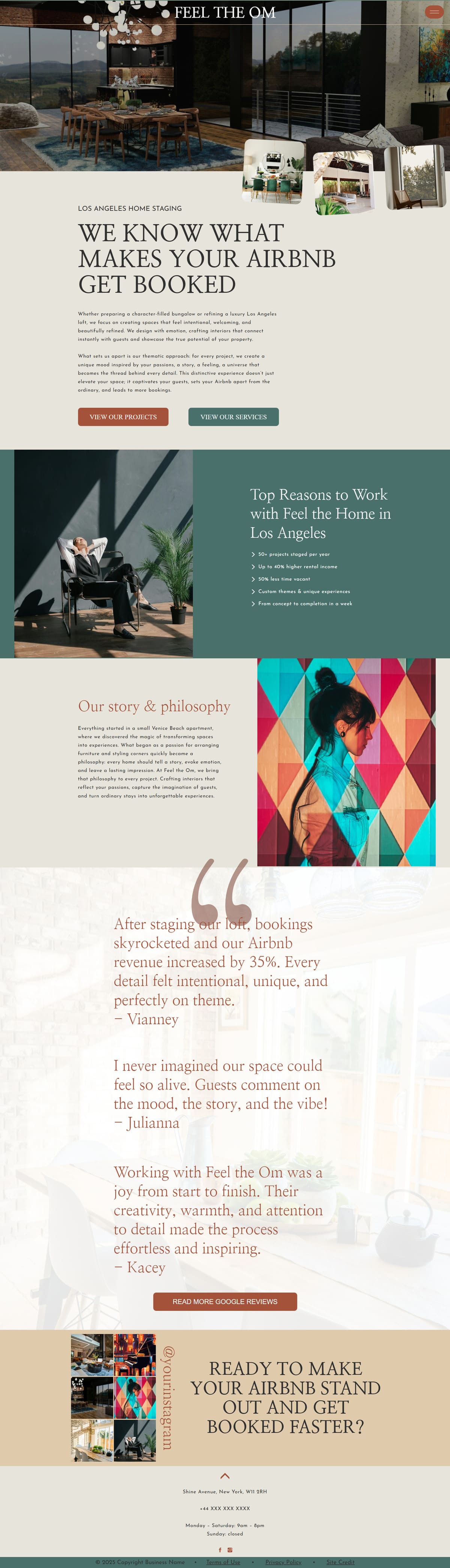 Template Feel The Om for interior designers, home stagers