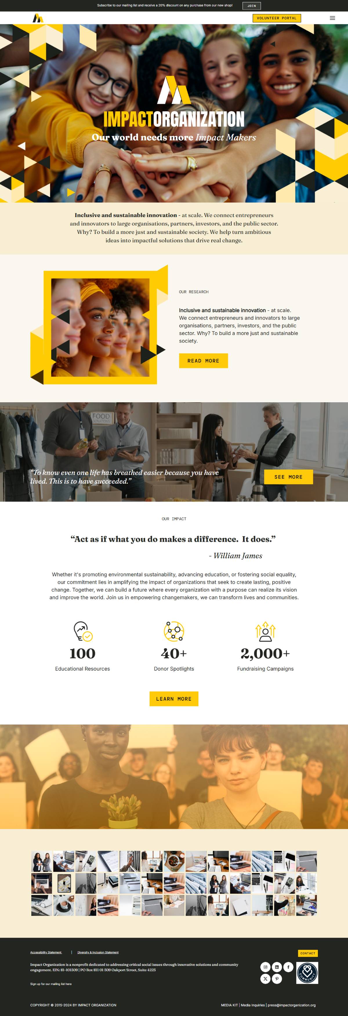 Nonprofit Template Homepage Screenshot