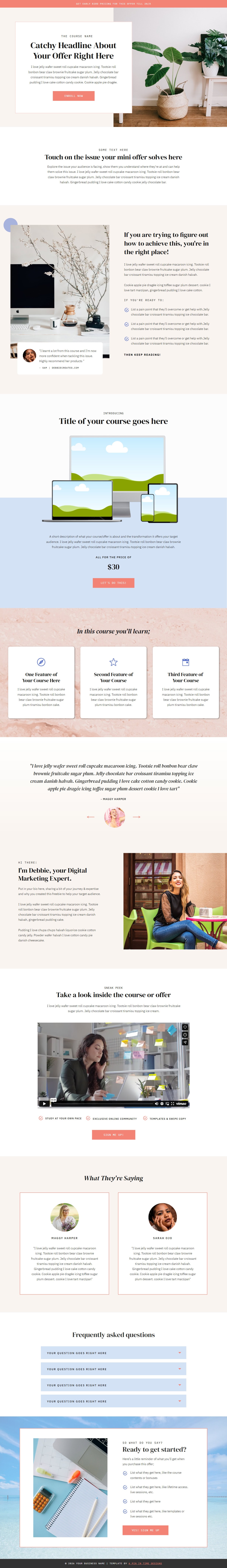 sales page screenshot from freebie funnel template kit