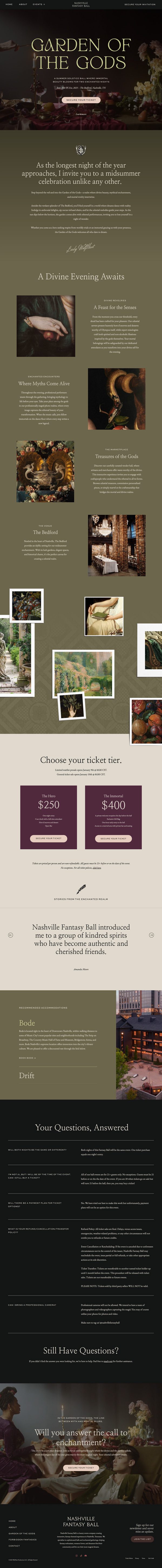 Meteor Street Studio Showit Website Design for Nashville Fantasy Ball