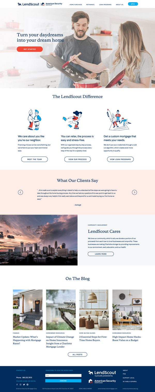 Small realtor business website homepage design
