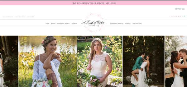a touch of color makeup and hair website home page