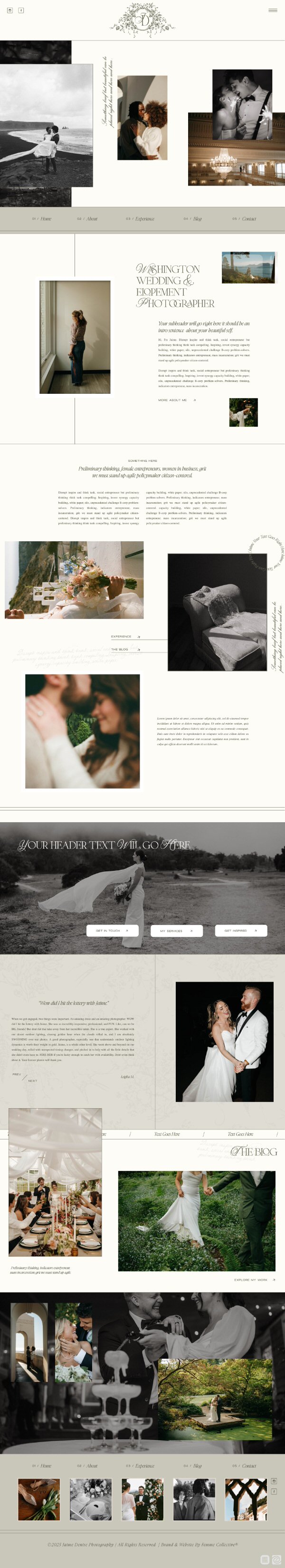 Screenshot of homepage website design for Jaime Denise Photography by Femme Collective®