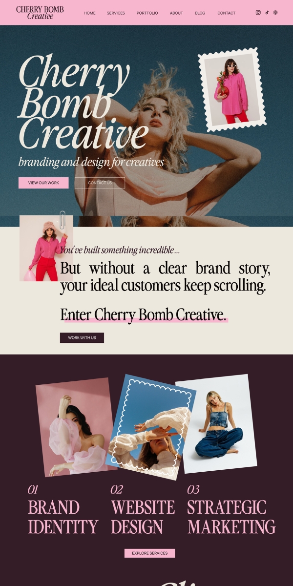 Cherry Bomb Marketing Agency SMM Showit Website Template