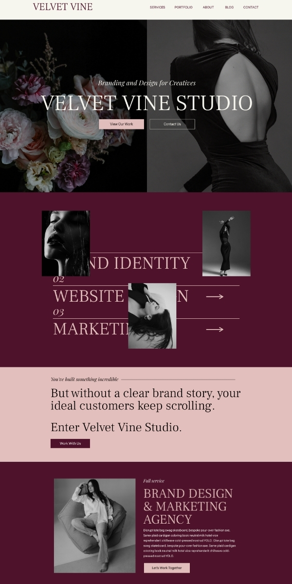 VELVET VINE Marketing Agency SMM Showit Website Template