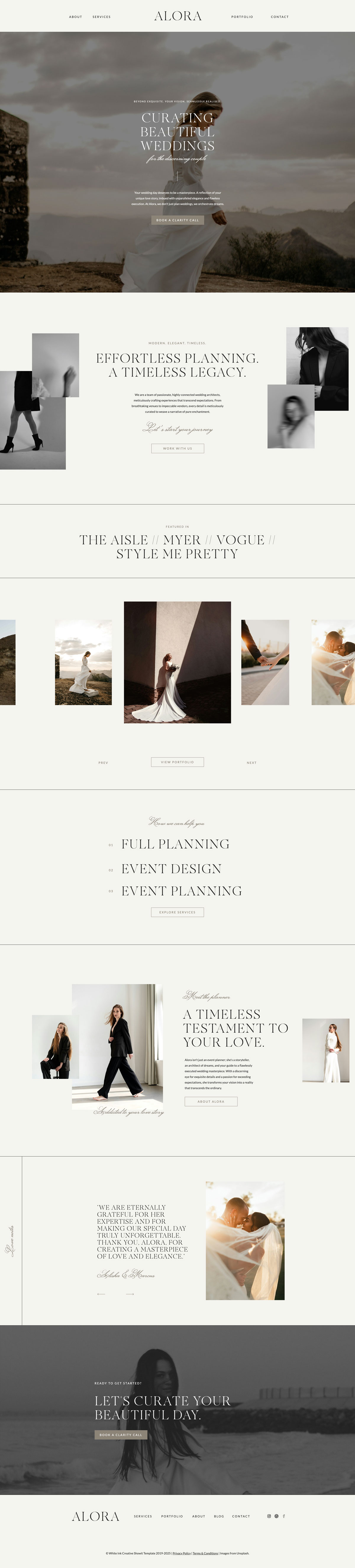 Refined editorial Showit website template for service-led brands by White Ink Creative
