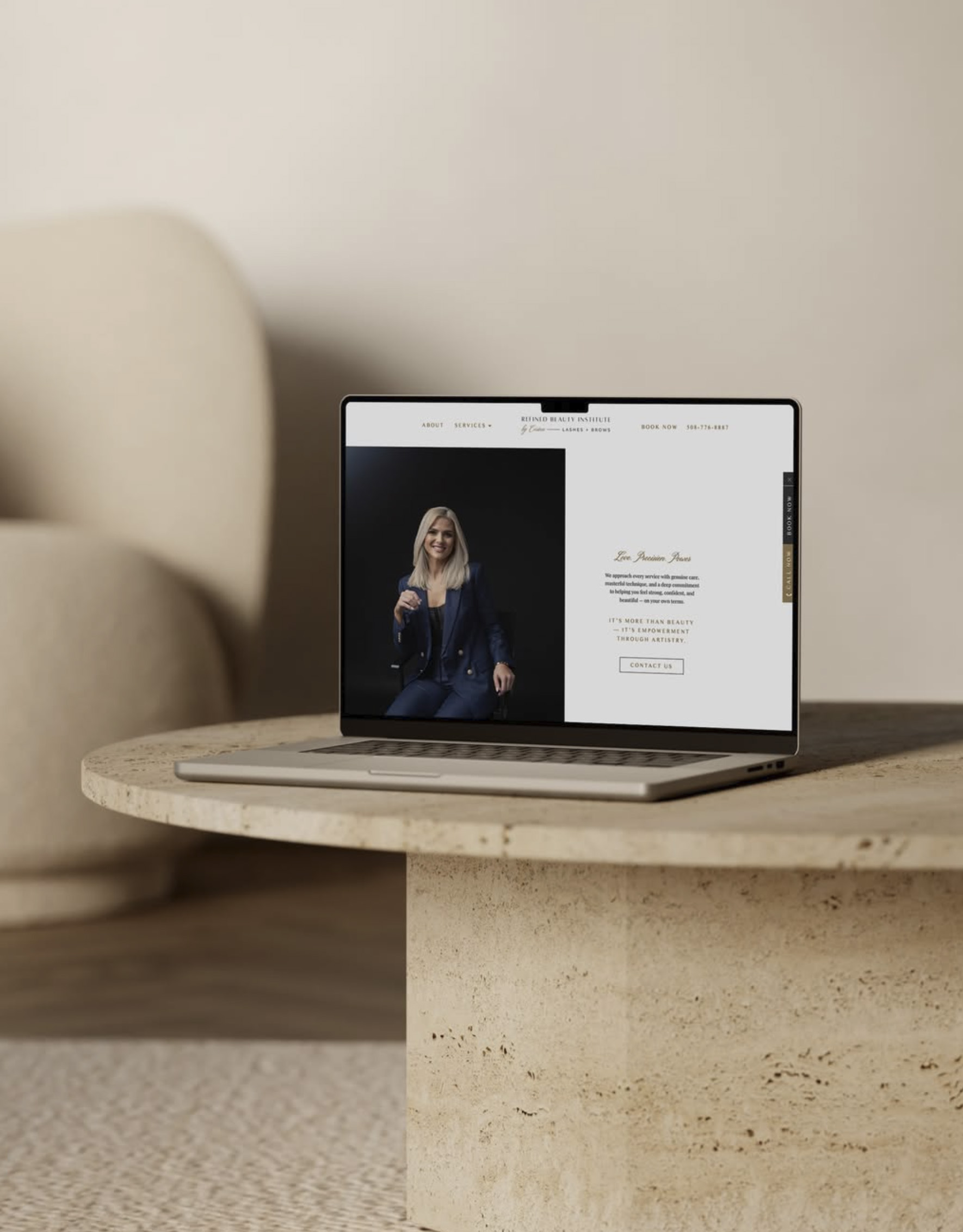 Luxury Showit website design displayed on a laptop by White Ink Creative Australia